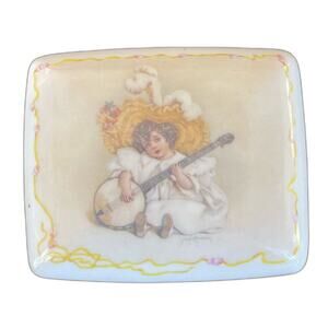 Vintage 80s Heirloom‎ Tradition Trinket Box Susanna Banjo Girl H1395 Grandmacore
